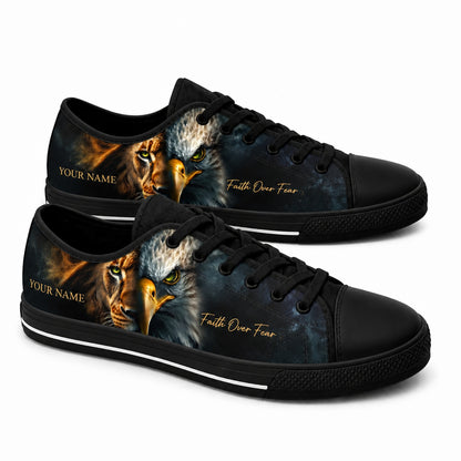 Lion Eagle Split Graphic Custom Low Top Shoes black shoes    