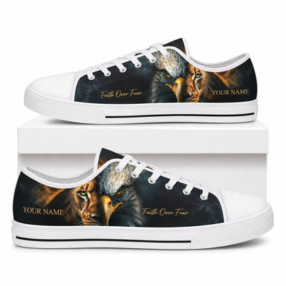Lion Eagle Split Graphic Custom Low Top Shoes box white    