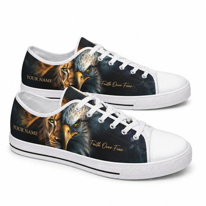 Lion Eagle Split Graphic Custom Low Top Shoes        