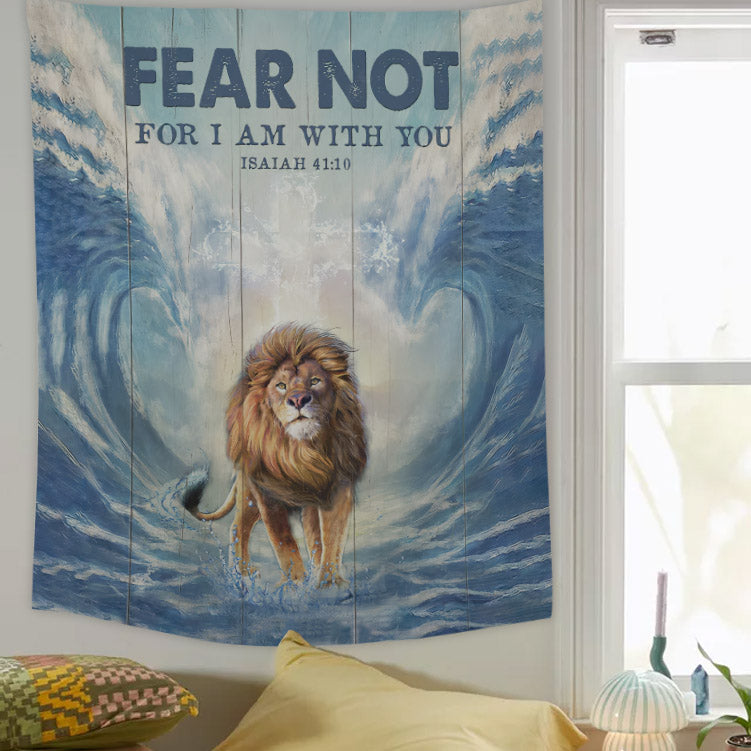 Lion Fear Not For I Am With You Religious Tapestries - Christian Wall Tapestry Decor