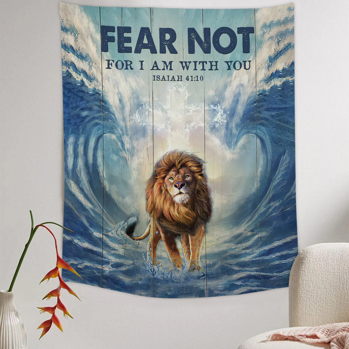 Lion Fear Not For I Am With You Religious Tapestries - Christian Wall Tapestry Decor
