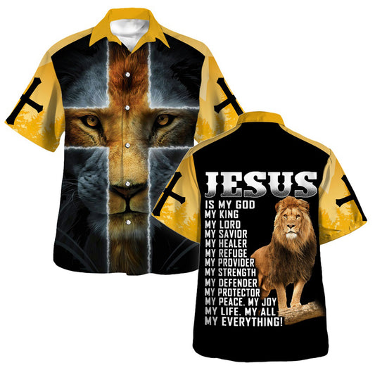 Lion Jesus Is My God My King Hawaiian Shirt For Men And Women - Religion Hawaiian Shirts