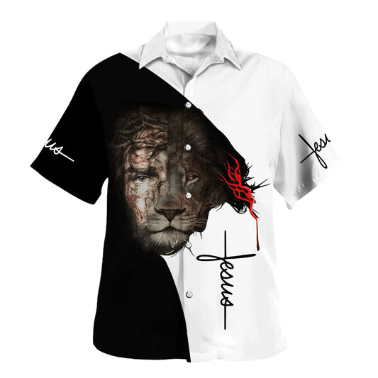 Lion Jesus Portrait Hawaiian Shirt For Men And Women - Religion Hawaiian Shirts