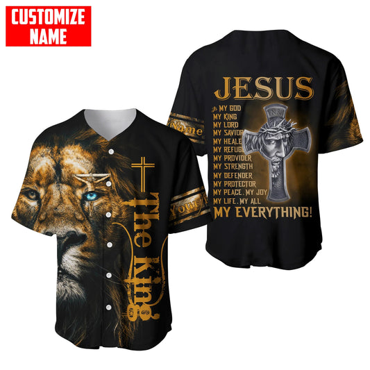 Lion My God My King Cross Custom Baseball Jersey - Personalized Jesus Baseball Jersey For Men and Women