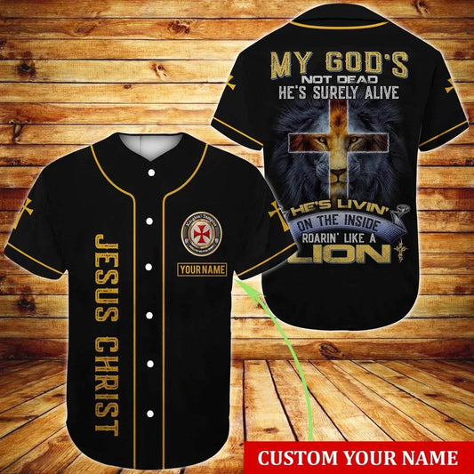 Lion My God's not dead Cross Custom Baseball Jersey - Personalized Jesus Baseball Jersey For Men and Women