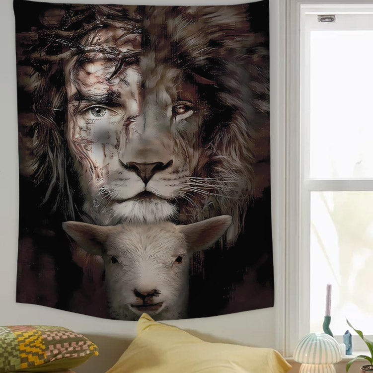 Lion Of Judah And The Lost Tapestry - Christian Tapestry - Bible Verse Tapestry