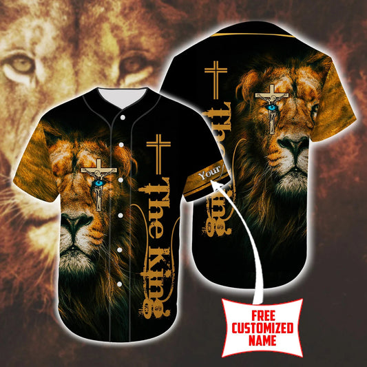 Lion The King Cross Custom Baseball Jersey - Personalized Jesus Baseball Jersey For Men and Women