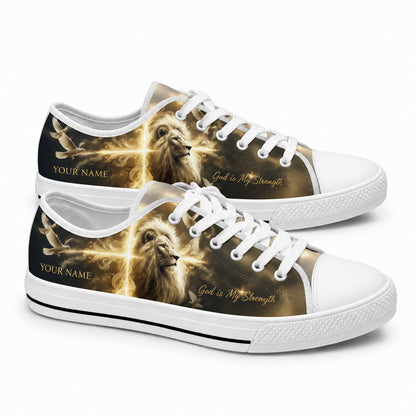 Lion With Cross Christian Custom Low Top Shoes        
