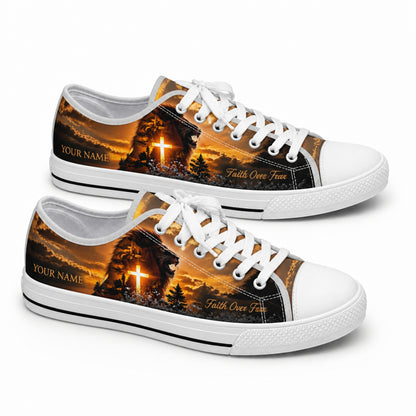 Lion With Cross Classic Personalized Low Top Shoes        