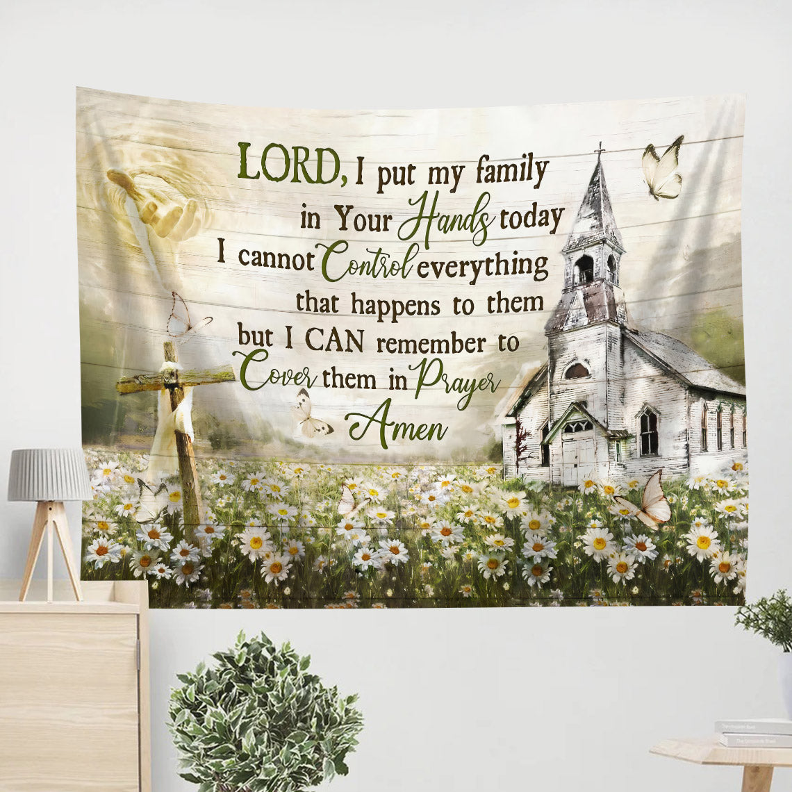 Lord I Put My Family In Your Hands Tapestry - Christian Wall Tapestries