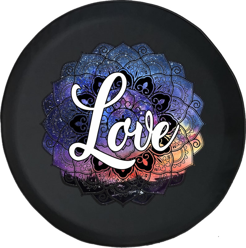Love Galaxy Print Mondala Tire Cover - Religious Christian Spare Tire Cover