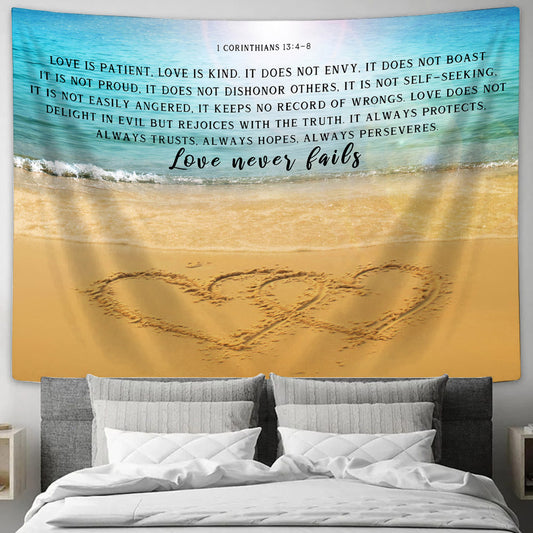 Love Never Fails Tapestry - Bible Verse Tapestry