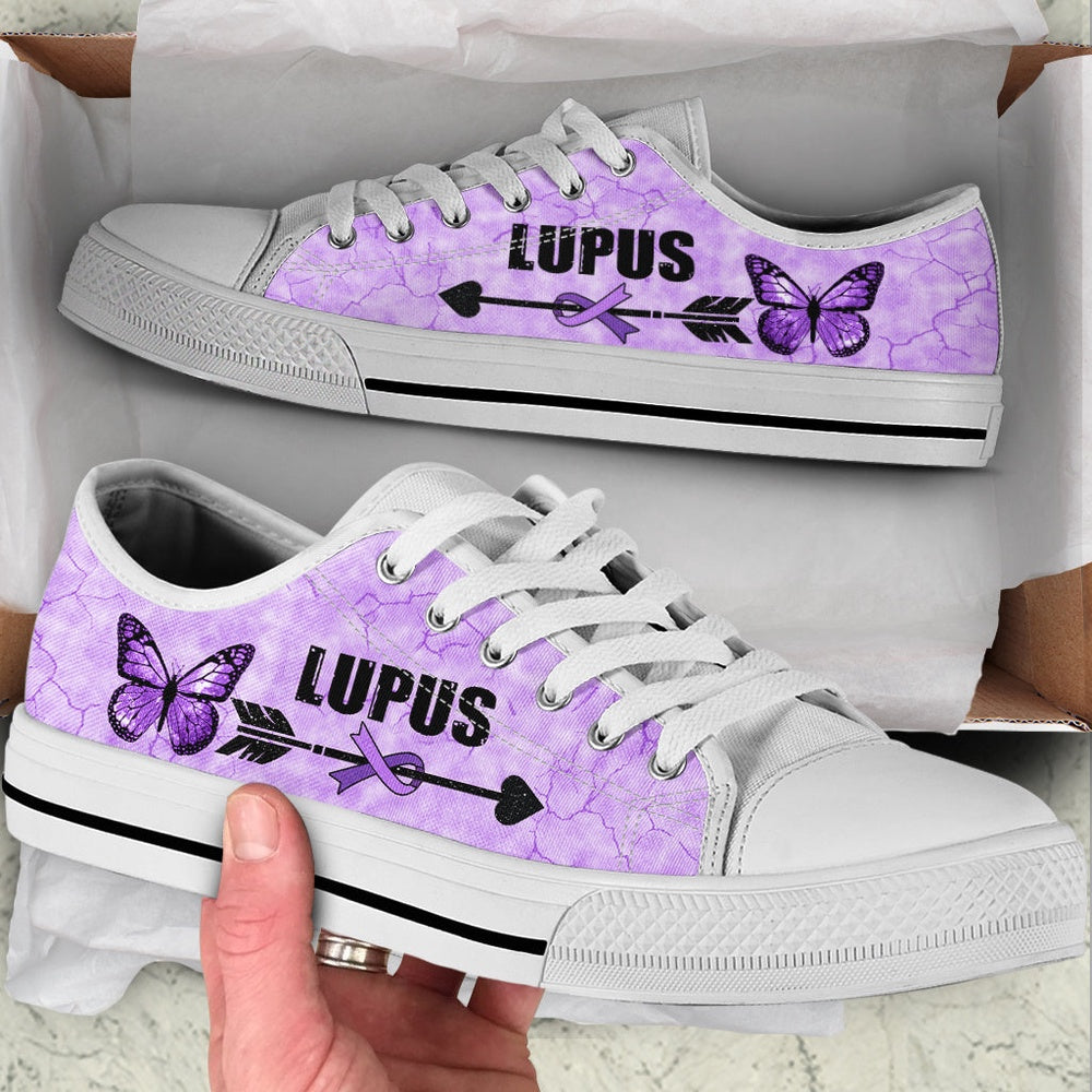 Lupus Warior Shoes Ribbon &amp Arrow Low Top Shoes, Breast Cancer Awareness Shoes