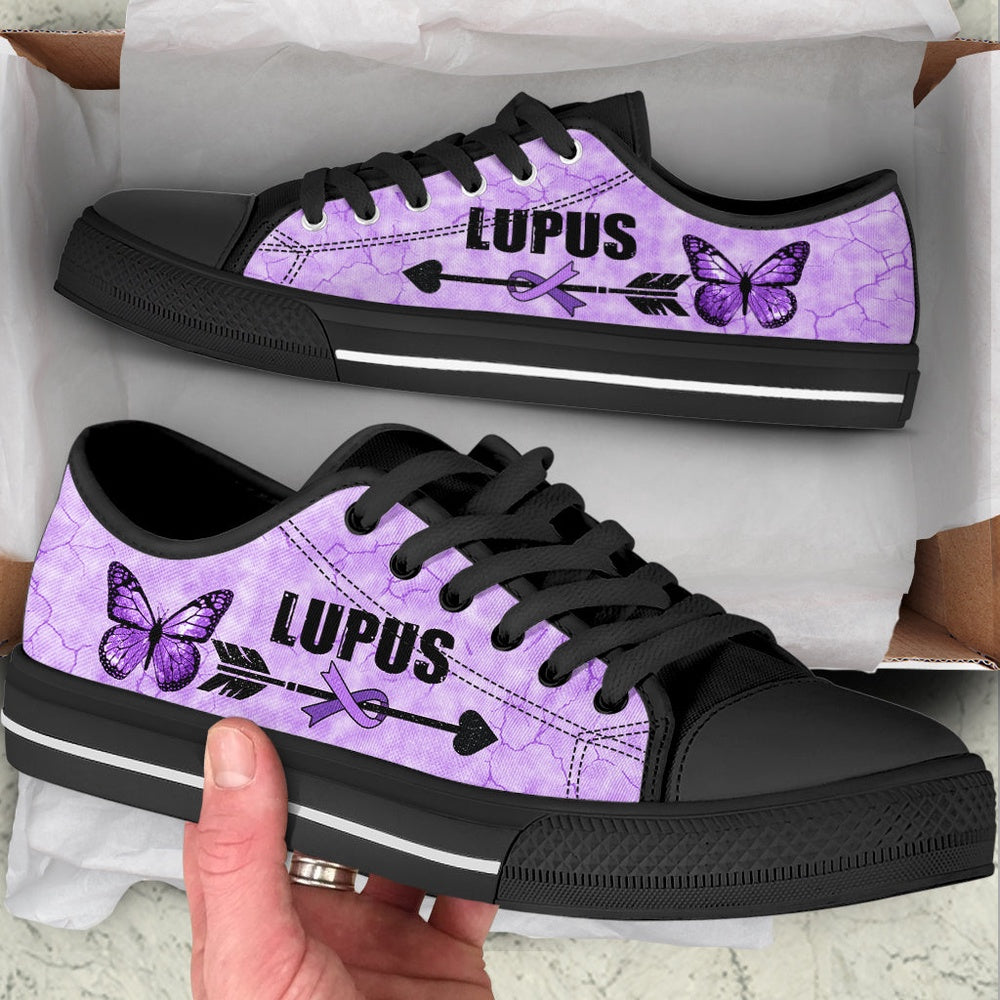 Lupus Warior Shoes Ribbon &amp Arrow Low Top Shoes, Breast Cancer Awareness Shoes