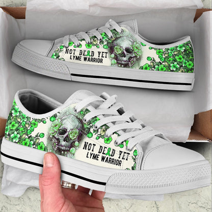 Lyme Shoes Rose Flowers Skull Low Top Shoes, Breast Cancer Awareness Shoes