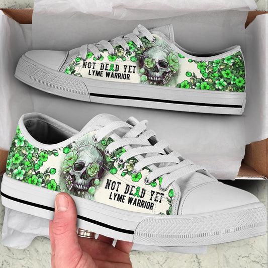 Lyme Shoes Rose Flowers Skull Low Top Shoes, Breast Cancer Awareness Shoes