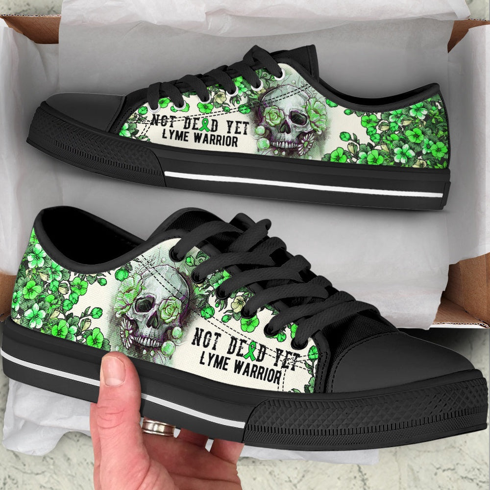 Lyme Shoes Rose Flowers Skull Low Top Shoes, Breast Cancer Awareness Shoes