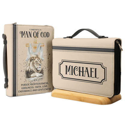 Man Of God 1 Timothy 6 11 Lion Personalized Bible Cover - Christian Bible Covers For Women