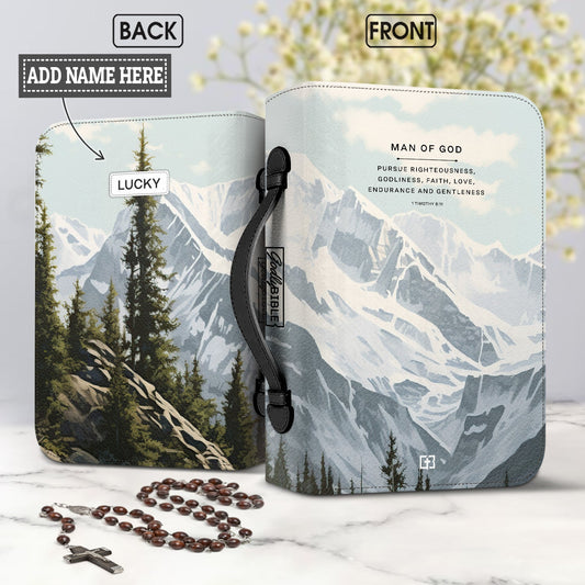 Man Of God 1 Timothy 6 11 Rocky Mountains Personalized Bible Cover - Christian Bible Covers For Women