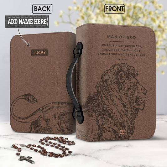 Man Of God 1 Timothy 6 11 The Lion Personalized Bible Cover - Christian Bible Covers For Women