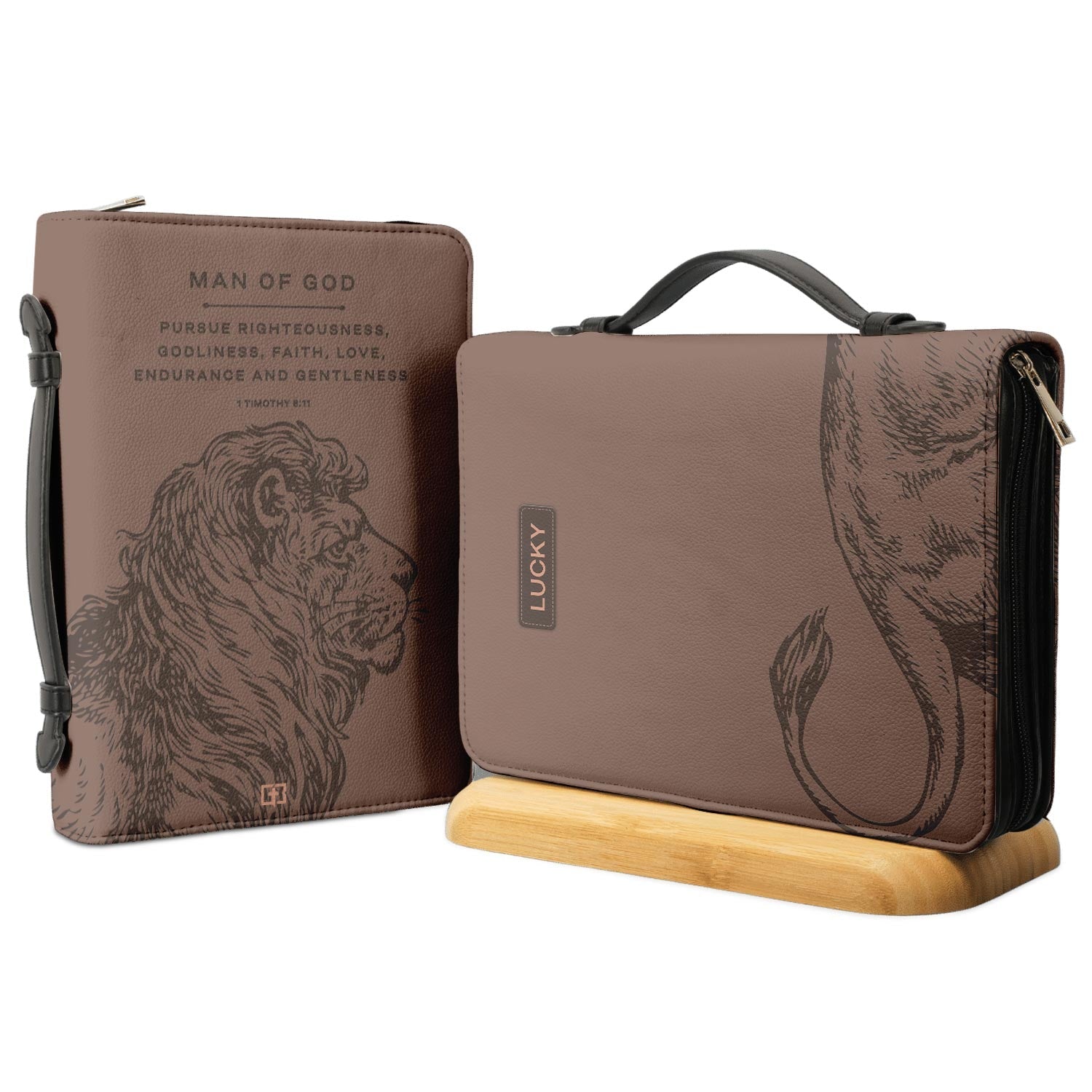 Man Of God 1 Timothy 6 11 The Lion Personalized Bible Cover - Christian Bible Covers For Women