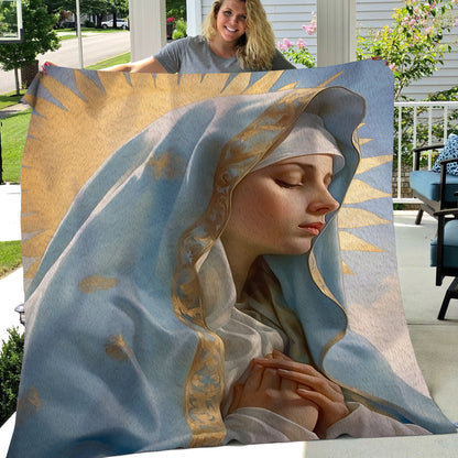 Maria Blessing Christmas, Christians Xmas Fleece Blanket & Sherpa Blanket Gift