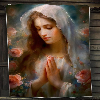 Maria Blessing Christmas, Nativity Christians Xmas Fleece Blanket & Sherpa Blanket Gift