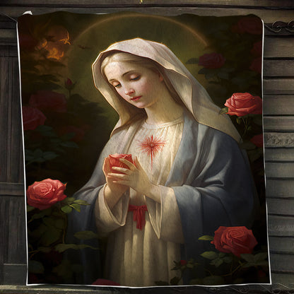 Maria Blessing For Everyone Christmas, Nativity Christians Xmas Fleece Blanket & Sherpa Blanket Gift