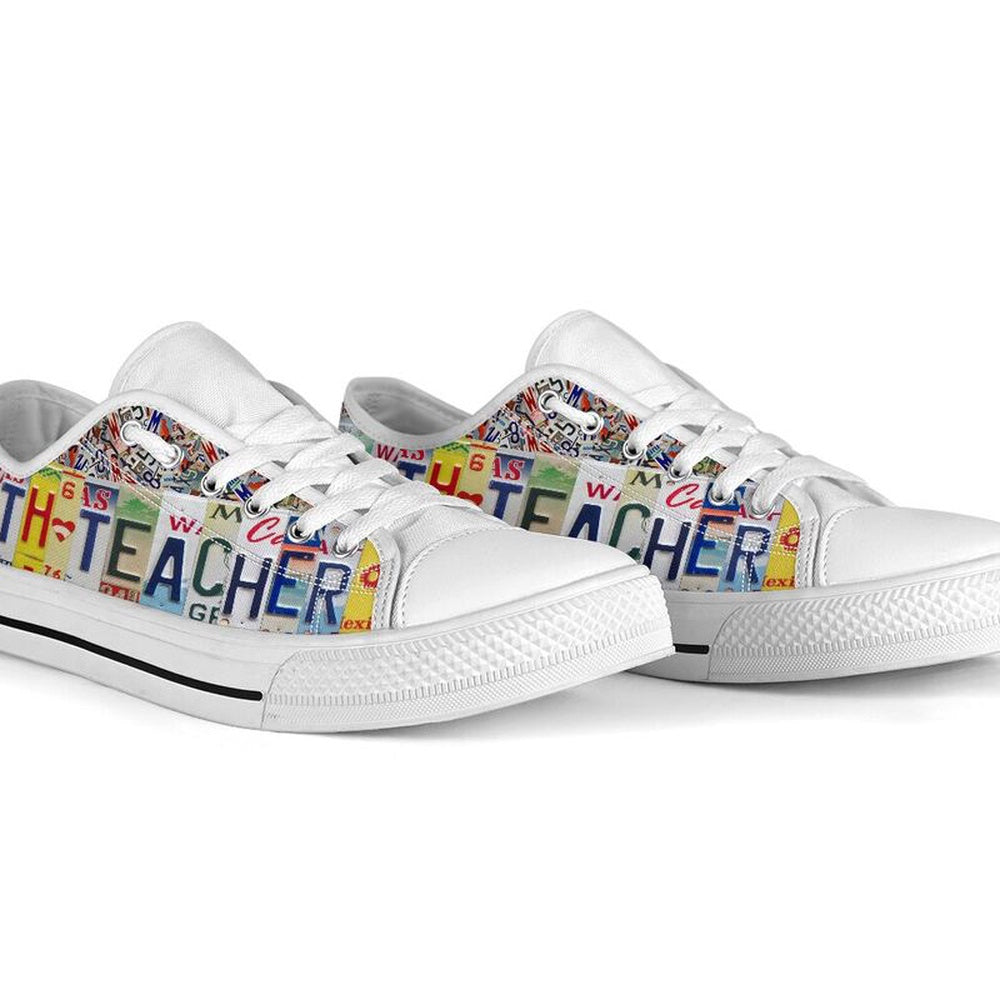 Math Teacher License Plates Low Top Shoes, Teacher Shoes, Low Top Sneakers