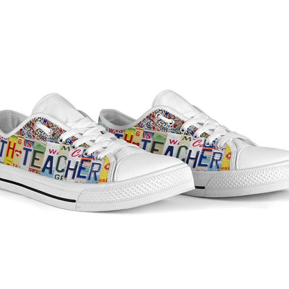 Math Teacher License Plates Low Top Shoes, Teacher Shoes, Low Top Sneakers