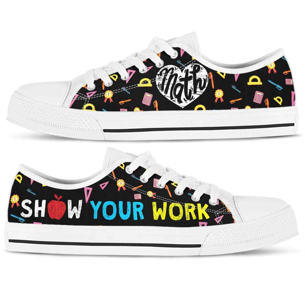 Math Teacher Math Pattern Show Your Work Low Top Shoes, Teacher Shoes, Low Top Sneakers