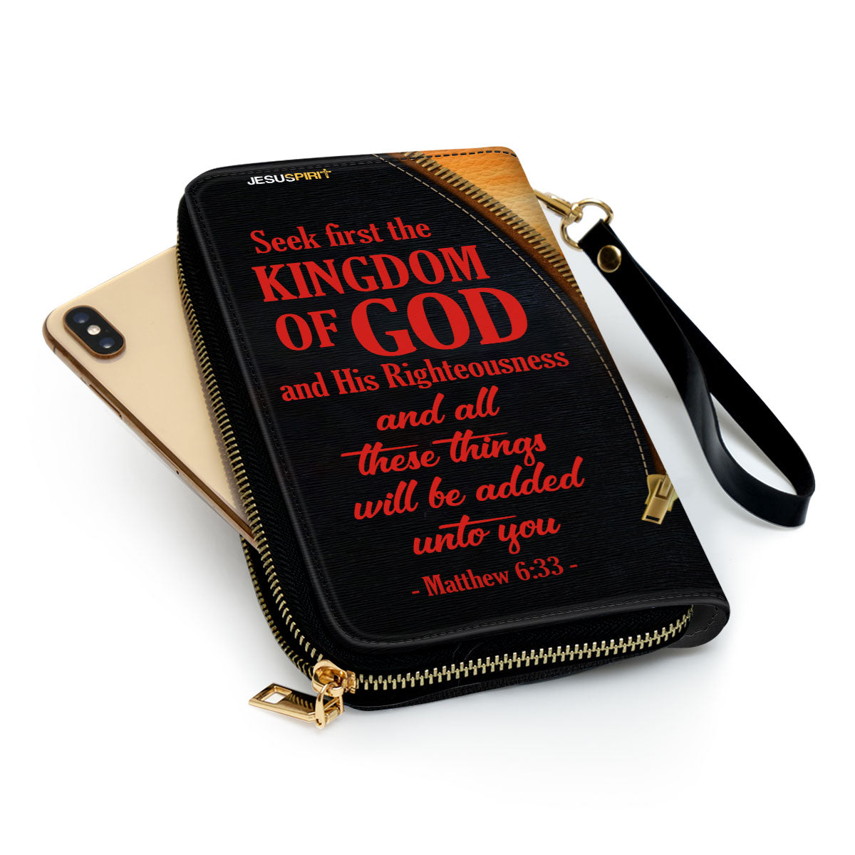 Matthew 633 Kingdom Of God Christian Personalized Leather Clutch Purse - Christian Gifts For Religious Women