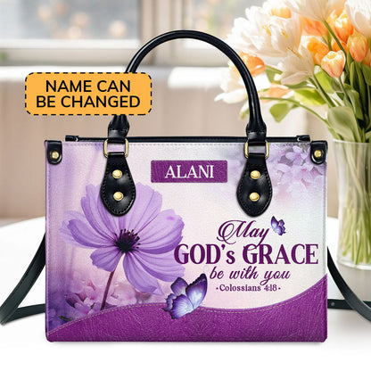 May God's Grace Be With You Personalized Leather Handbag - Jesus Handbag