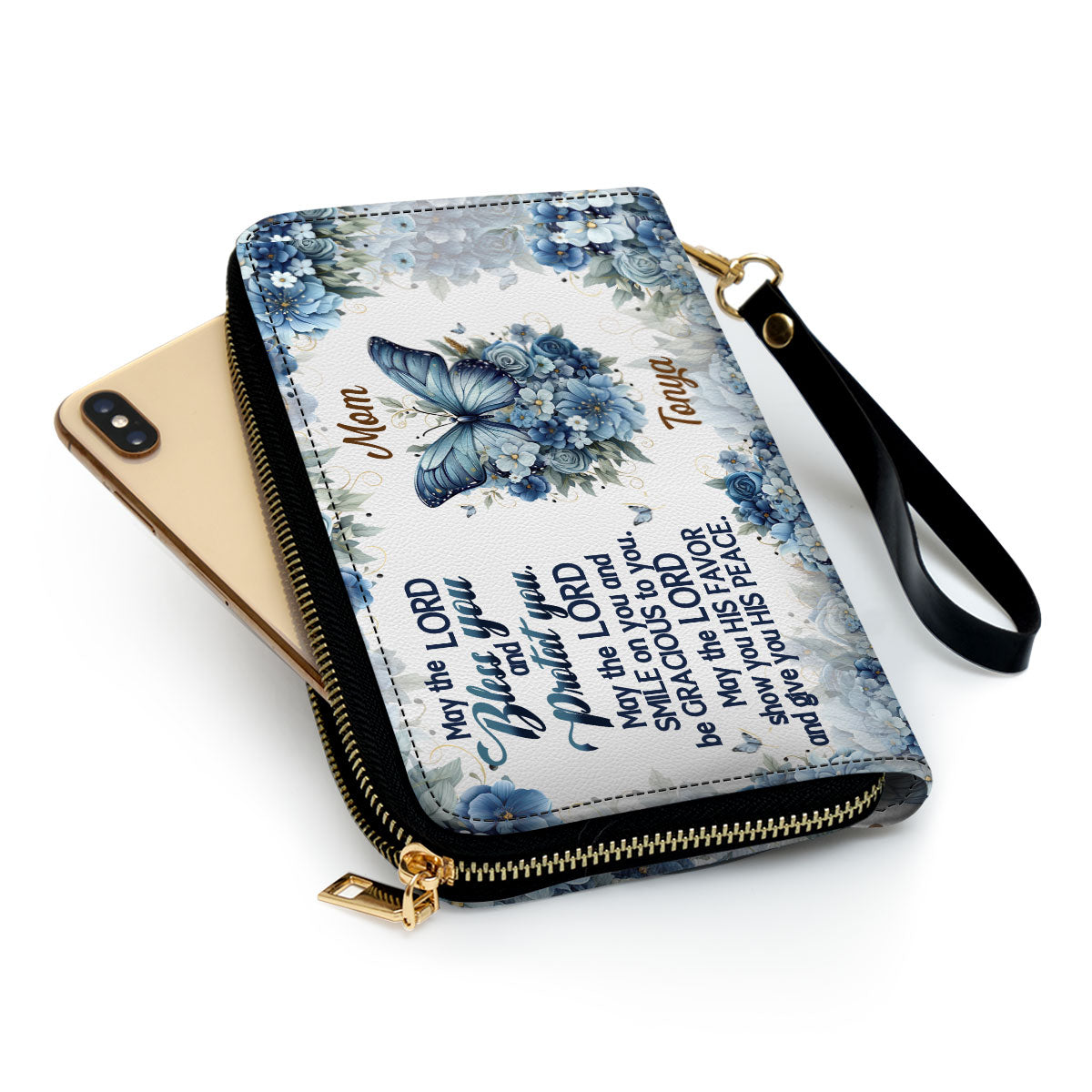 May The Lord Bless You And Protect You Personalized Leather Clutch Purse For Christian Women - Christian Gifts For Religious Women