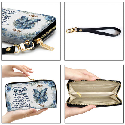 May The Lord Bless You And Protect You Personalized Leather Clutch Purse For Christian Women - Christian Gifts For Religious Women