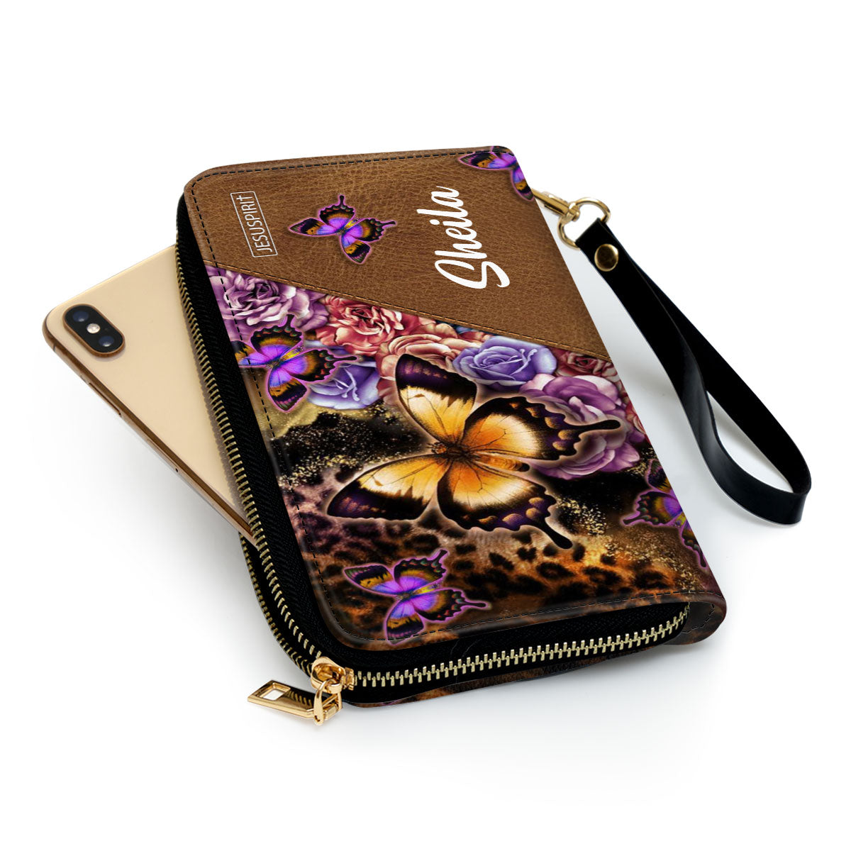 May The Lord Make His Face Shine On You Personalized Leather Clutch Purse - Christian Gifts For Religious Women