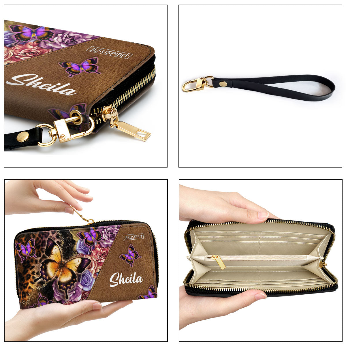 May The Lord Make His Face Shine On You Personalized Leather Clutch Purse - Christian Gifts For Religious Women