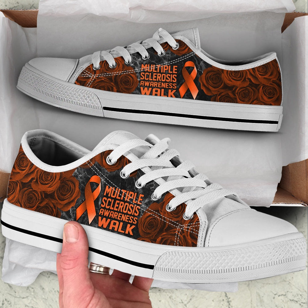 Multiple Sclerosis Shoes Awareness Walk Low Top Shoes, Breast Cancer Awareness Shoes