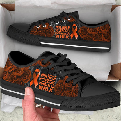 Multiple Sclerosis Shoes Awareness Walk Low Top Shoes, Breast Cancer Awareness Shoes