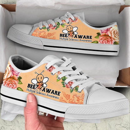 Multiple Sclerosis Shoes Bee Aware Low Top Shoes, Animal Print Canvas Shoes, Print On Canvas Shoes