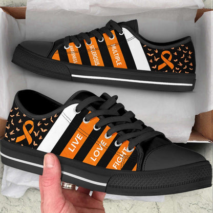Multiple Sclerosis Shoes Plaid Low Top Shoes Canvas Shoes, Breast Cancer Awareness Shoes