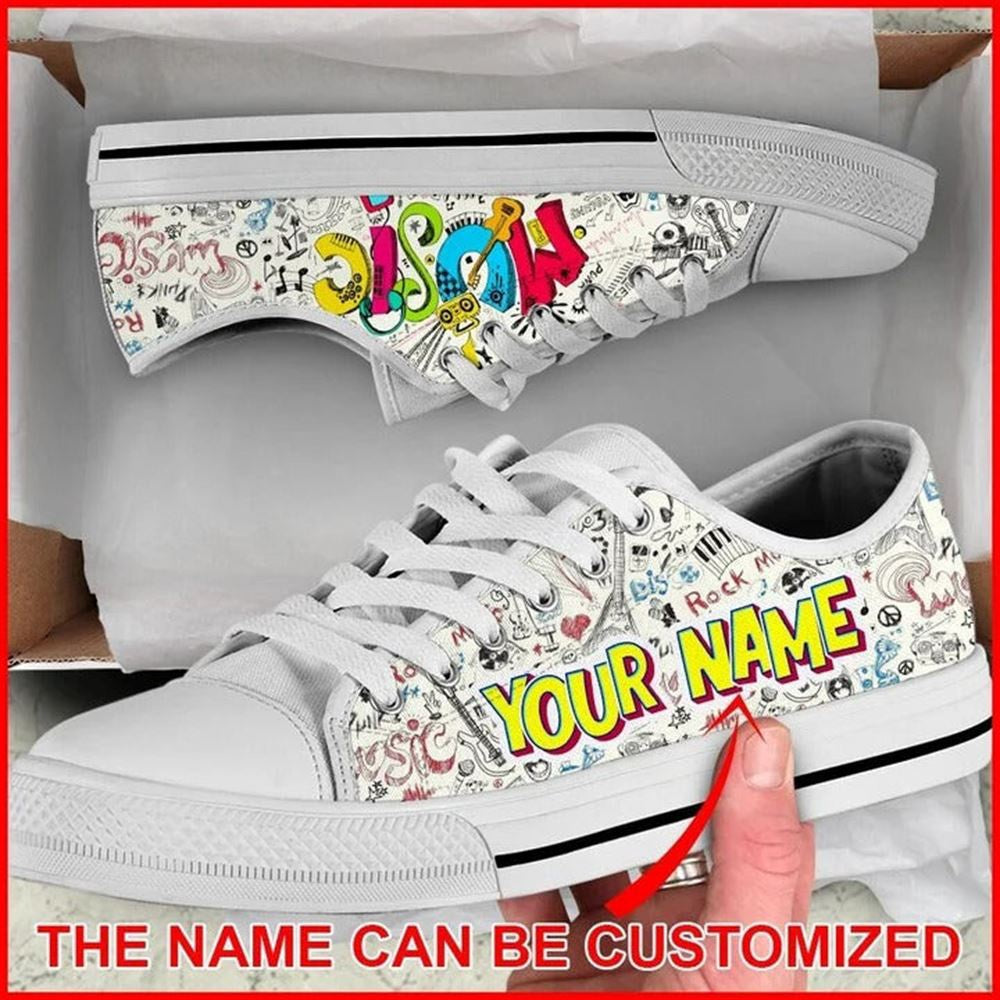 Music Is Life Personalized Canvas Low Top Shoes, Custom Canvas Shoes, Best Canvas Shoes