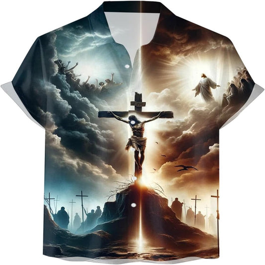 My Gods Jesus On Cross Christian Hawaiian Shirt - Hawaiian Beach Shirts for Men Women