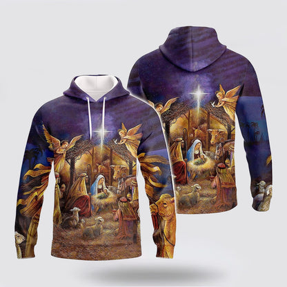 Nativity Scene 3d Hoodies For Women Men - Christian Apparel Hoodies