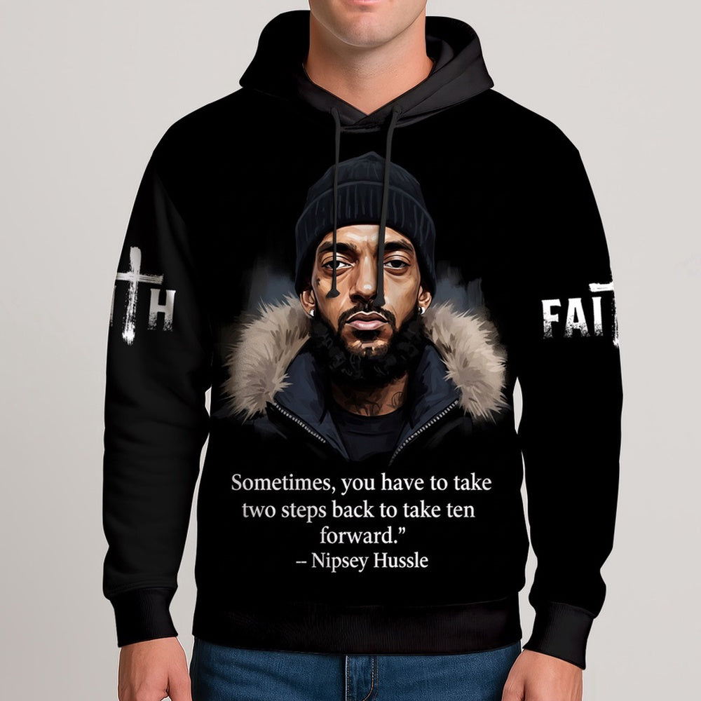 Nipsey Hussle Faith Hoodie Powerful Motivational Street Style, Rapper 3D Hoodie, Rap Legends Hoodie