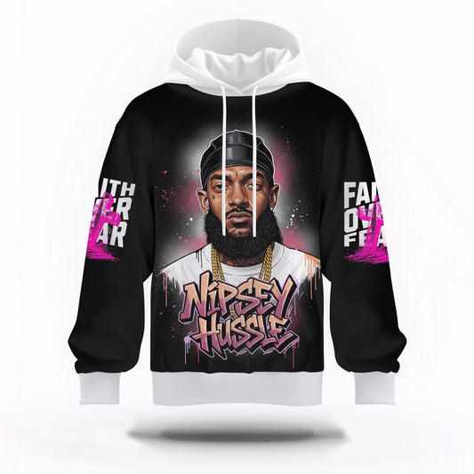 Nipsey Hussle Faith Over Fear Hoodie Inspirational Streetwear, Rapper 3D Hoodie, Rap Legends Hoodie