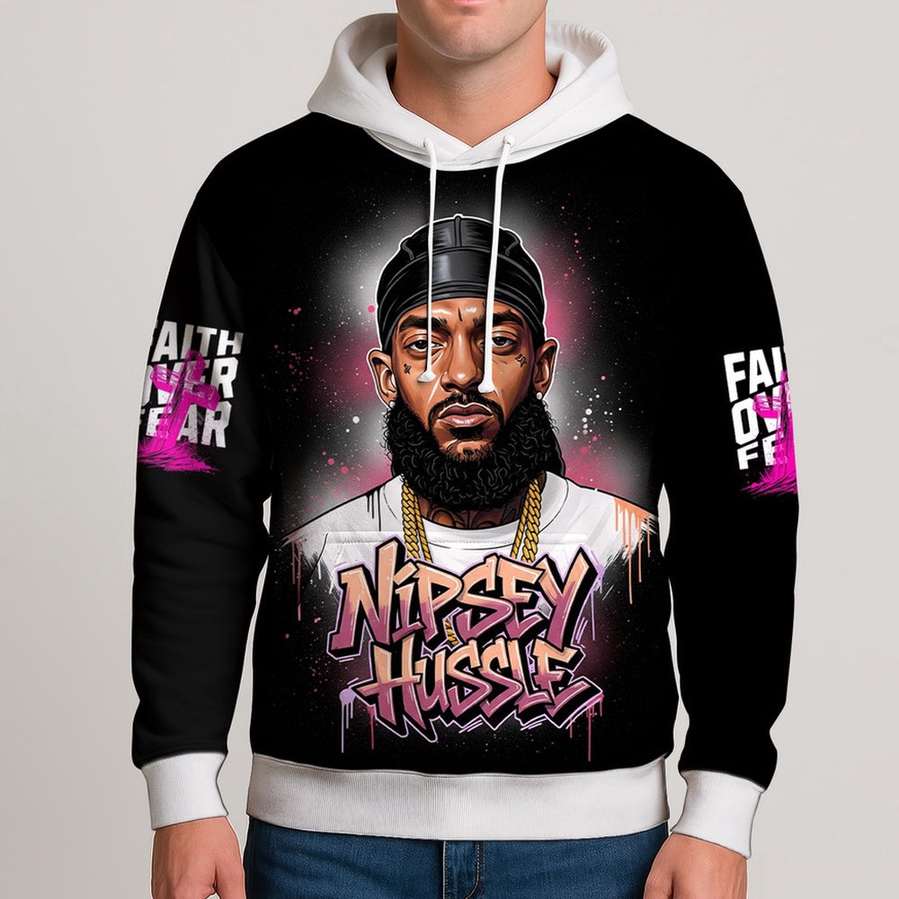 Nipsey Hussle Faith Over Fear Hoodie Inspirational Streetwear, Rapper 3D Hoodie, Rap Legends Hoodie