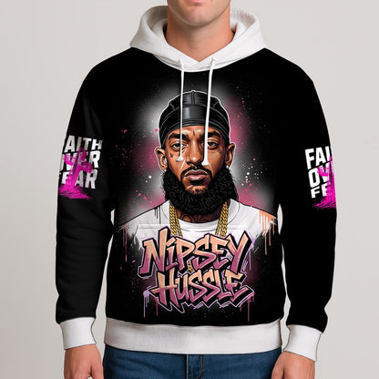 Nipsey Hussle Faith Over Fear Hoodie Inspirational Streetwear, Rapper 3D Hoodie, Rap Legends Hoodie