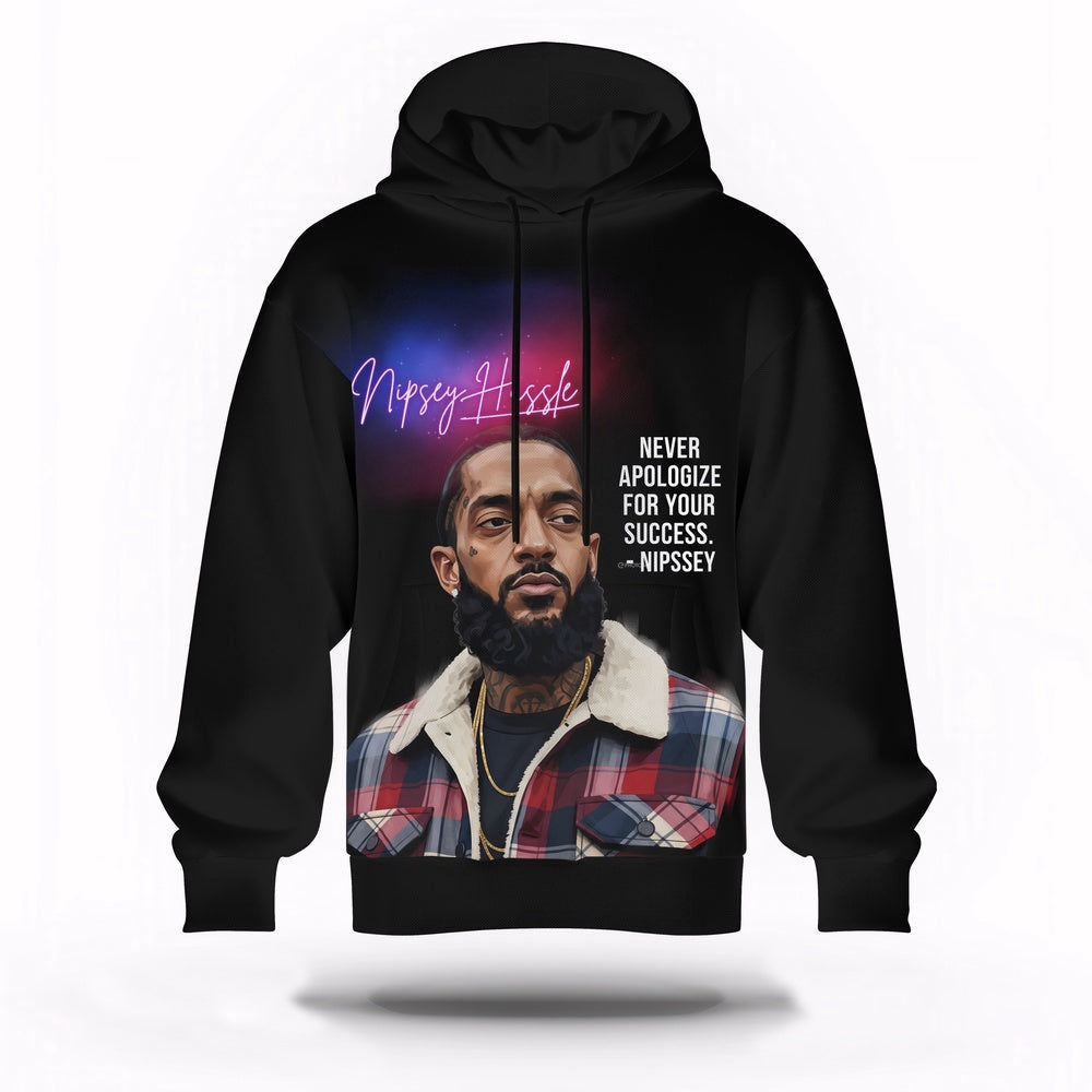 Nipsey Hussle Flannel Style Hoodie Urban Rap Legend Tribute, Rapper 3D Hoodie, Rap Legends Hoodie