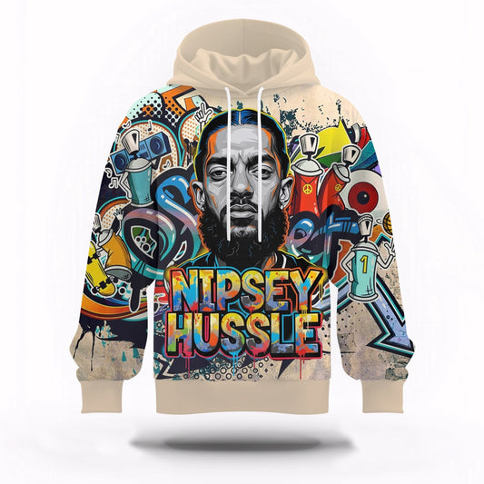 Nipsey Hussle Graffiti Art Hoodie Bold Streetwear Tribute, Rapper 3D Hoodie, Rap Legends Hoodie